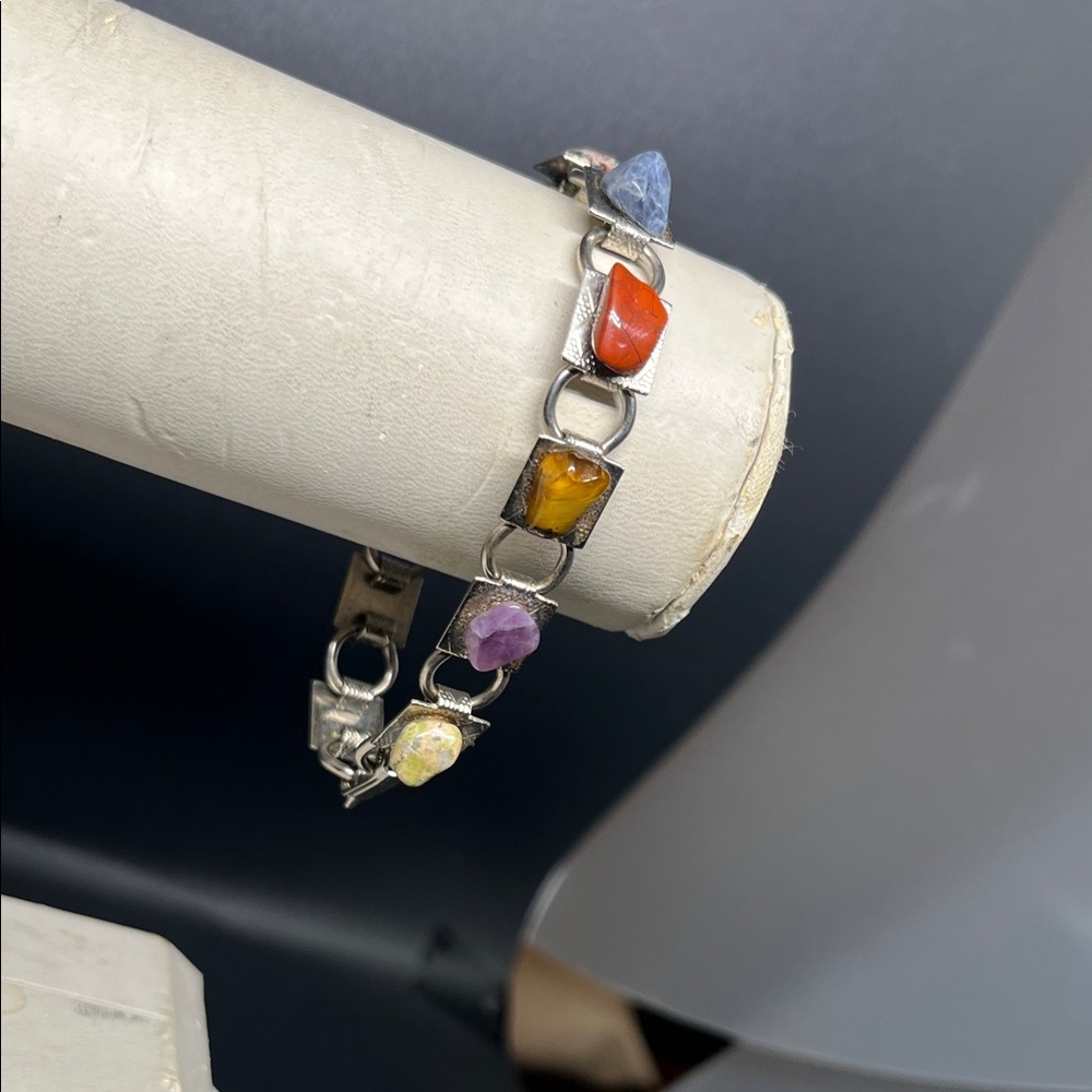 Multicolor Stone Silver Bracelet - image 3